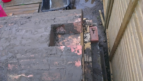 Leaving a gap at the back for the chimney